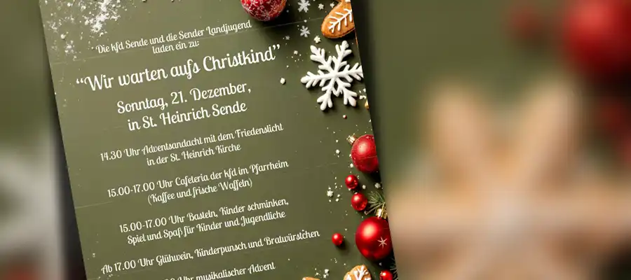 Einladungsflyer für Warten aufs Christkind