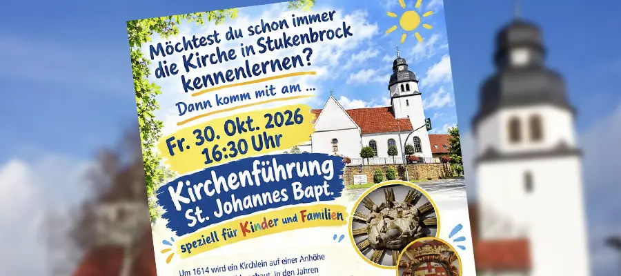 Flyer mit Pfarrkirche im Hintergrund