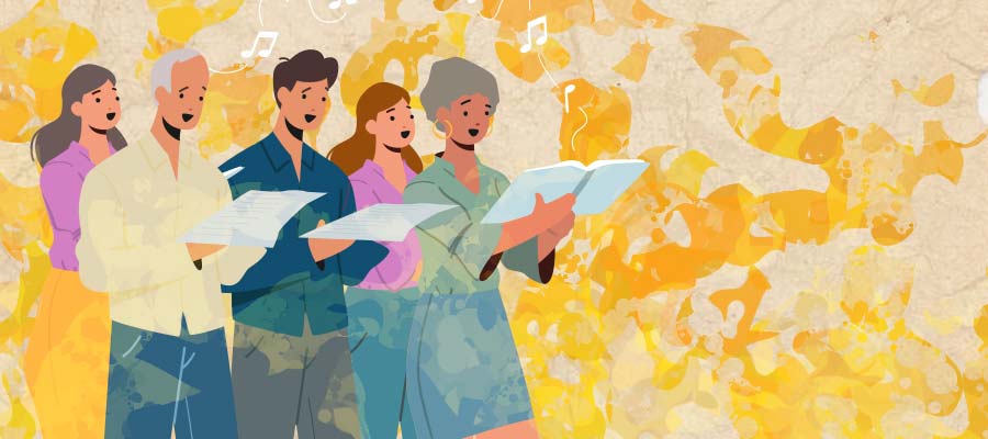 illustration Menschen singen