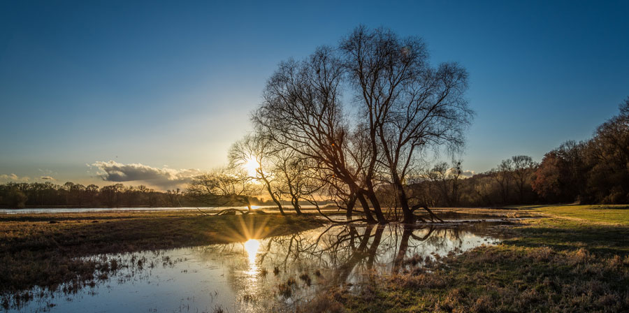 Landschaft mit Sonne