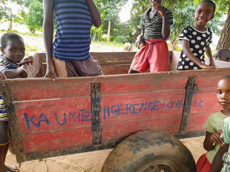 Kinder auf Wagen